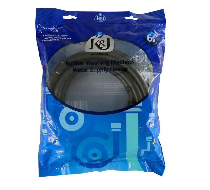 K&J Premium 6ft Washing Machine Hoses Burst Proof - Hot and Cold Water Supply Hoses for Washing Machines (Rubber) - Image 3
